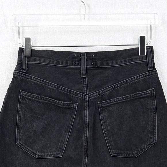 AGOLDE Criss Cross Skirt Women 26 Black Denim Mini Frayed Hem Asymmetric Waist - Picture 6 of 16